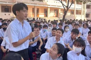 Học sinh Trường THPT Hòa Bình trong một hoạt động ngoại khóa do nhà trường tổ chức. Ảnh: NTCC