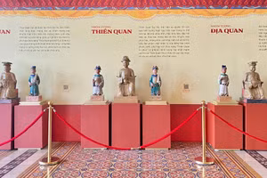 Toàn cảnh không gian vinh danh Bộ tượng Tam Quan Đại Đế tại Bảo tàng TPHCM. Ảnh: Khánh Vy.