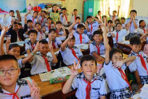 Một lớp học hạnh phúc tại Trường Tiểu học Giá Rai B (Giá Rai, Bạc Liêu). Ảnh: Quách Mến