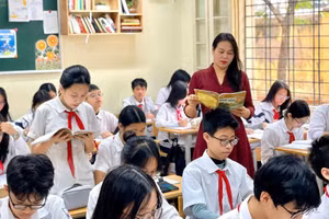 Giờ Ngữ văn của cô và trò Trường THCS Đống Đa (Hà Nội). Ảnh: ITN
