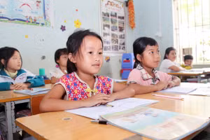 Học sinh Trường Tiểu học xã Nậm Ban, huyện Mèo Vạc (Hà Giang). Ảnh: Nguyễn Lâm