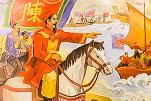 Minh họa vua Trần Nhân Tông chỉ huy trận thủy chiến trên sông Bạch Đằng. Ảnh: ITN