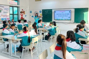 Một lớp học của Trường Tiểu học Nghĩa Lợi (Quỹ Nhất, Ninh Bình). Ảnh: NVCC