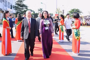 Tổng Bí thư Nguyễn Phú Trọng dự Lễ khai giảng năm học 2018 - 2019 của Học viện Nông nghiệp Việt Nam. Ảnh: Website Học viện Nông nghiệp Việt Nam