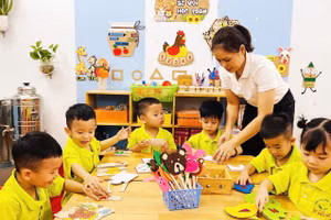 Hoạt động góc của trẻ tại Trường Mầm non Hùng Vương.