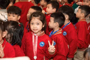 Học sinh Trường Tiểu học Vĩnh Hưng (Hoàng Mai, Hà Nội). Ảnh: Vân Anh