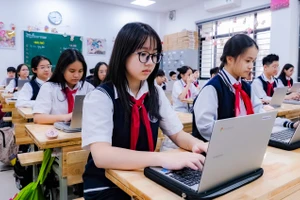 Học sinh Trường THCS Giảng Võ (Hà Nội). Ảnh: Đăng Chung