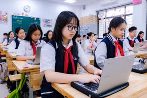 Học sinh Trường THCS Giảng Võ (Hà Nội). Ảnh: Đăng Chung