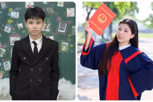 Em Trần Công Nguyên và em Nguyễn Đoàn Khánh Ly đồng thủ khoa toàn tỉnh khối A00.