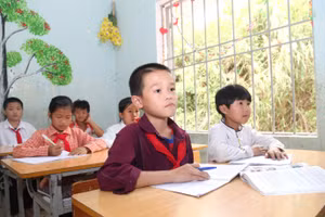 Học sinh Trường PTDTBT Tiểu học xã Nậm Ban, huyện Mèo Vạc (Hà Giang). Ảnh: Nguyễn Lâm