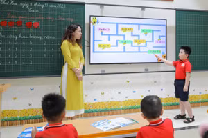 Một lớp học của Trường Tiểu học Kim Đồng (Ba Đình, Hà Nội). Ảnh: Phòng GD&ĐT