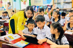 Giờ học của học sinh Trường Tiểu học Thuận Kiều. Ảnh: MA