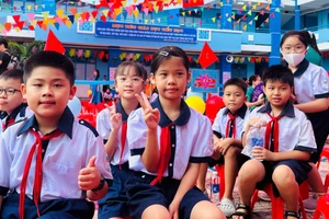 Học sinh Trường Tiểu học Nguyễn Thanh Tuyền (Tân Sơn Hòa, TPHCM) trong ngày khai giảng năm học mới. Ảnh: MA