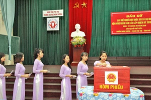 Sinh viên Trường Đại học Hùng Vương tham gia bỏ phiếu bầu cử đại biểu Quốc hội khóa XIV và Hội đồng Nhân dân các cấp nhiệm kỳ 2016 - 2021. Ảnh minh họa: Websile nhà trường