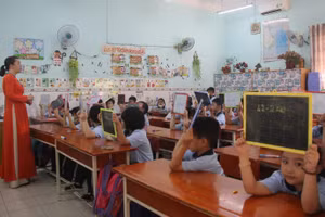 Tiết học của học sinh Trường Tiểu học Lương Thế Vinh (quận Gò Vấp). Ảnh: M.A