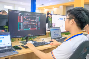 Sinh viên học tập tại VKU Fintech Hub, Trường Đại học Công nghệ Thông tin và Truyền thông Việt - Hàn (VKU), Đại học Đà Nẵng. Ảnh: VKU
