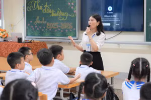 Giờ học tại Trường Tiểu học Hà Huy Tập 2 (Vinh Phú, Nghệ An).