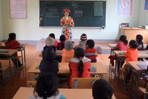 Một lớp học của Trường Phổ thông Dân tộc bán trú Tiểu học Sủng Trà (Sủng Máng, Tuyên Quang). Ảnh: Báo Tuyên Quang