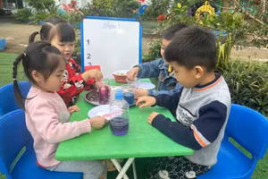 Trẻ em học tại Trường Mầm non Vinh Tiền (xã Long Cốc, Phú Thọ). Ảnh: NVCC