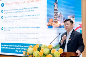 TS Đinh Công Khải - Phó Giám đốc Đại học Kinh tế TPHCM, giới thiệu chương trình UEH CEO Program. Ảnh: UEH