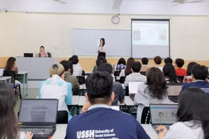 Một tiết học của Trường Đại học Khoa học Xã hội và Nhân văn (Đại học Quốc gia TPHCM). Ảnh: USSH