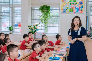 Cô trò Trường Tiểu học Vĩnh Hưng (quận Hoàng Mai, Hà Nội).