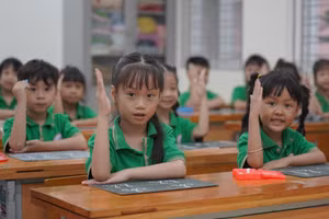 Học sinh Trường Tiểu học Tam Khương, quận Đống Đa (Hà Nội). Ảnh: Xuân Phú