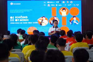 Học sinh trường UKA Bà Rịa hưởng ứng cùng nhau hưởng ứng chiến dịch Không một mình. Ảnh: Trường UKA Bà Rịa