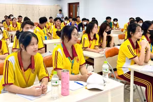 Tiết học của học sinh Trường Tiểu học - THCS - THPT Nam Việt. Ảnh: N.L