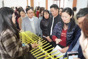 Giáo viên các trung tâm GDNN-GDTX trên địa bàn tỉnh Nghệ An tham gia hội thi đồ dùng dạy học tự làm. Ảnh: Hồ Lài