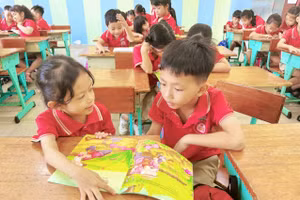 Hoạt động đọc sách của học sinh Trường Tiểu học Lê Văn Việt (phường Tăng Nhơn Phú). Ảnh: TV