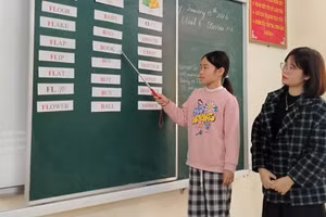 Cô Phạm Thị Thanh Hà hướng dẫn học sinh trong giờ học. Ảnh: NTCC