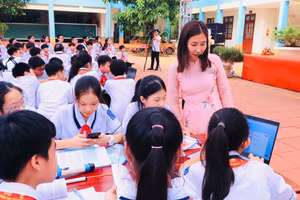 Tiết dạy học của cô Lưu Thị Mai Phương - Trường THCS Trần Phú (Lê Chân, Hải Phòng). Ảnh: Linh An