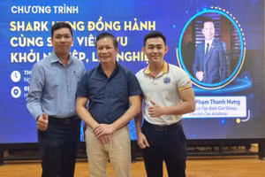 Chương trình “Shark Hưng đồng hành cùng sinh viên TVU trong khởi nghiệp, lập nghiệp” tại Trường ĐH Trà Vinh. Ảnh: CTV