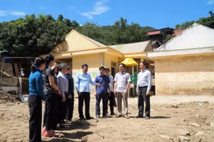 Đoàn công tác sở GD&ĐT chỉ đạo công tác khắc phục, tu sửa cơ sở vật chất điểm bản Bình Sơn 1, Trường Mầm non Tà Cạ (Mường Xén, Nghệ An).