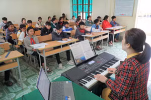 Phòng âm nhạc tại Trường THCS Xá Lượng (Tương Dương, Nghệ An). Ảnh: Hồ Lài