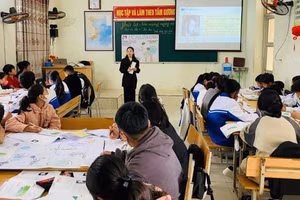 Giờ học tại Trường THCS Hà Lộc (thị xã Phú Thọ, Phú Thọ). Ảnh: NTCC