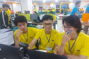 Sinh viên các cơ sở giáo dục đại học dự thi Olympic Trí tuệ nhân tạo sinh viên Việt Nam. Ảnh: NTCC