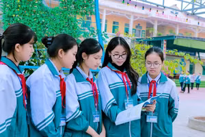 Học sinh Trường THCS Hải Xuân (Hải Xuân, Ninh Bình). Ảnh: Hải Sơn