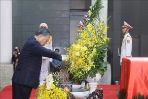 Tổng Bí thư Tô Lâm dẫn đầu Đoàn Ban Chấp hành Trung ương Đảng Cộng sản Việt Nam viếng nguyên Chủ tịch nước Trần Đức Lương. (Ảnh: TTXVN)