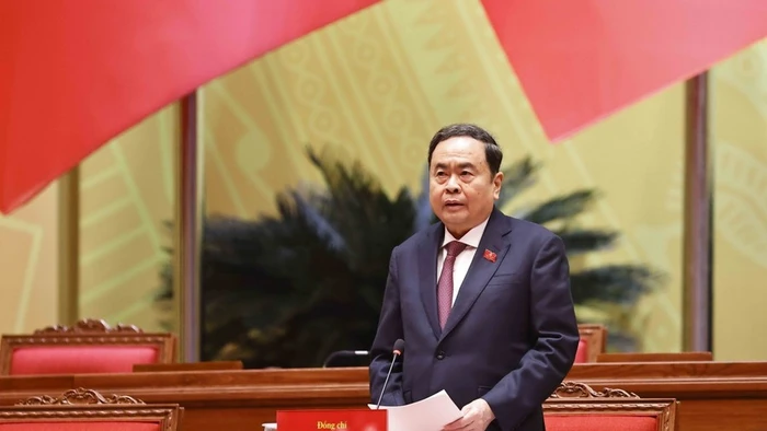 Đồng chí Trần Thanh Mẫn, Ủy viên Bộ Chính trị, Chủ tịch Quốc hội điều hành phiên họp. Ảnh: TTXVN.