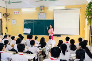 Một tiết học tại Trường THCS Trần Bích San.