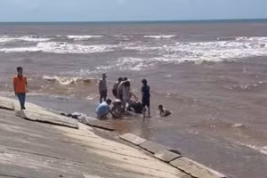 Khu vực biển nơi xảy ra vụ việc ở xã Hải Tiến, Ninh Bình.