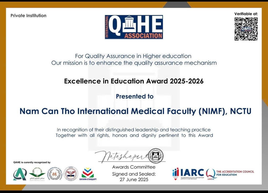 Khoa Y Quốc tế (NIMF), Trường ĐH Nam Cần Thơ Vinh dự nhận Giải Thưởng Xuất Sắc trong Giáo dục 2025 - 2026. vinh-dnh.jpg