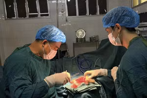 Các bác sĩ tiến hành phẫu thuật cho bệnh nhân D.