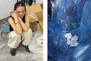 Lò Thị Phương bị bắt giữ cùng tang vật. (Ảnh: ANĐB)