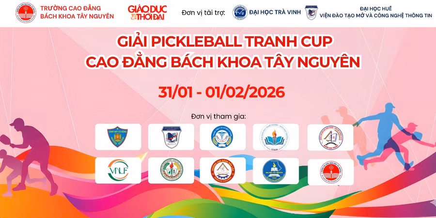 100 vận động viên sẽ tranh tài tại Pickleball Cup Cao đẳng Bách khoa Tây Nguyên 2026.
