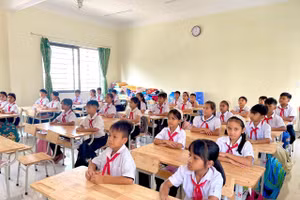 Học sinh Trường Phổ thông nội trú Tiểu học và THCS Dục Nông (Quảng Ngãi). Ảnh: Cô Liên