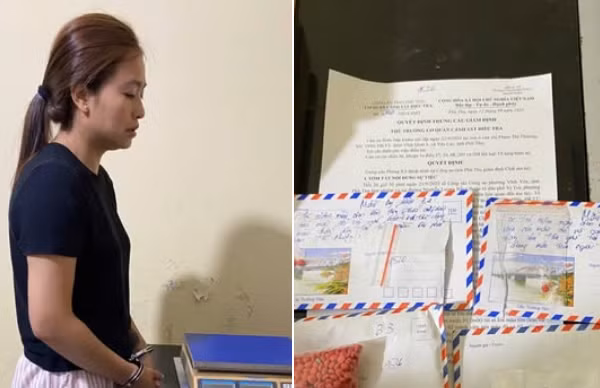 Phạm Thị Phượng cùng số ma tuý bị thu giữ. Ảnh: Công an phường Vĩnh Yên