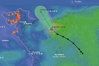 Dự báo hướng di chuyển của áp thấp nhiệt đới trong 24 giờ tới.